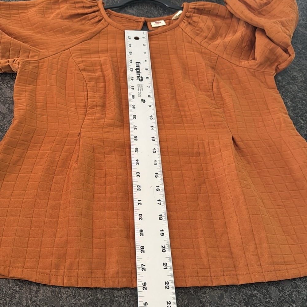 LEVIS Cait Puff-Sleeve Blouse Burnt Orange Size Large - Picture 14 of 16